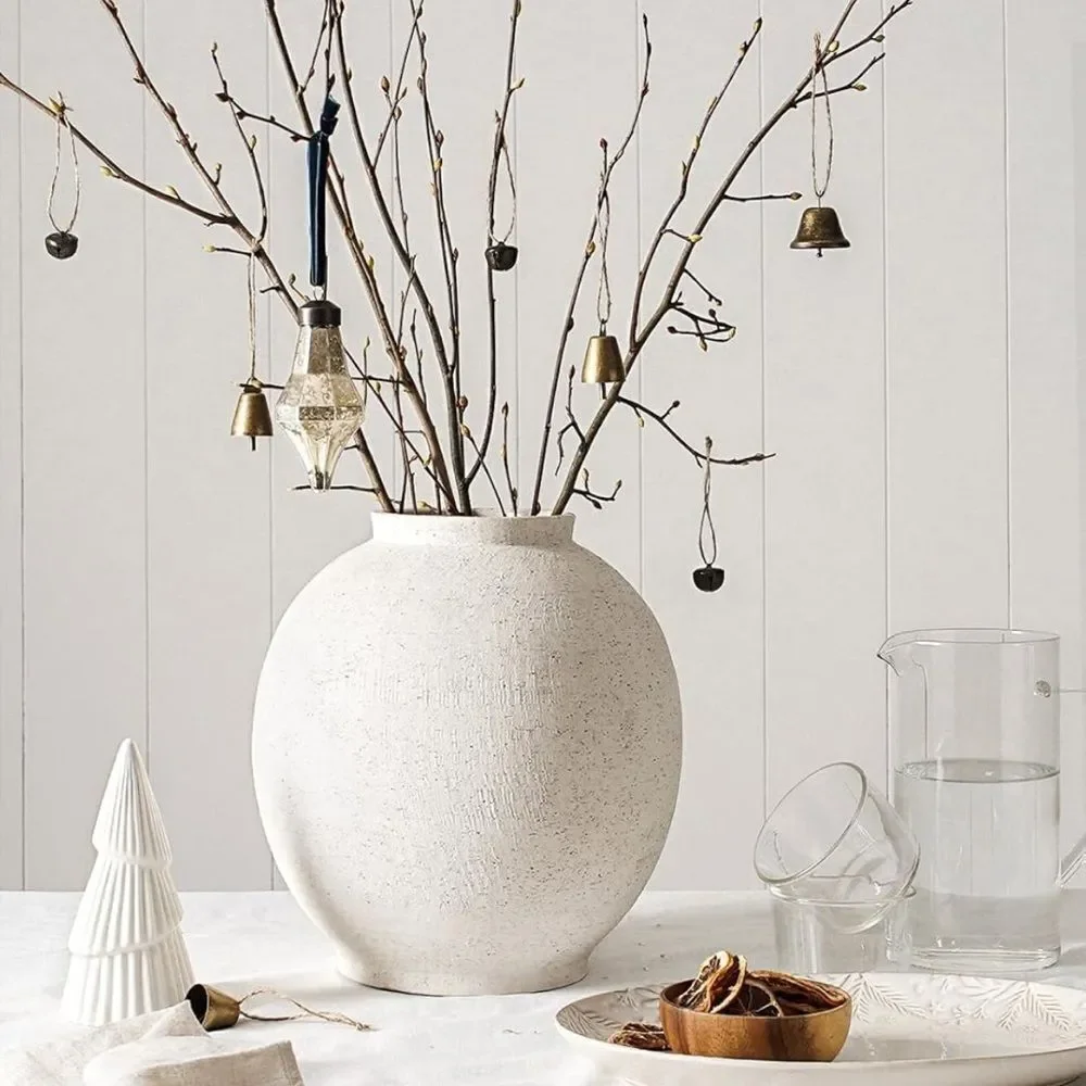 LE TAUCI GARDEN 10.8” Sandstone Ceramic Vase | Minimalist Modern Pottery NEW